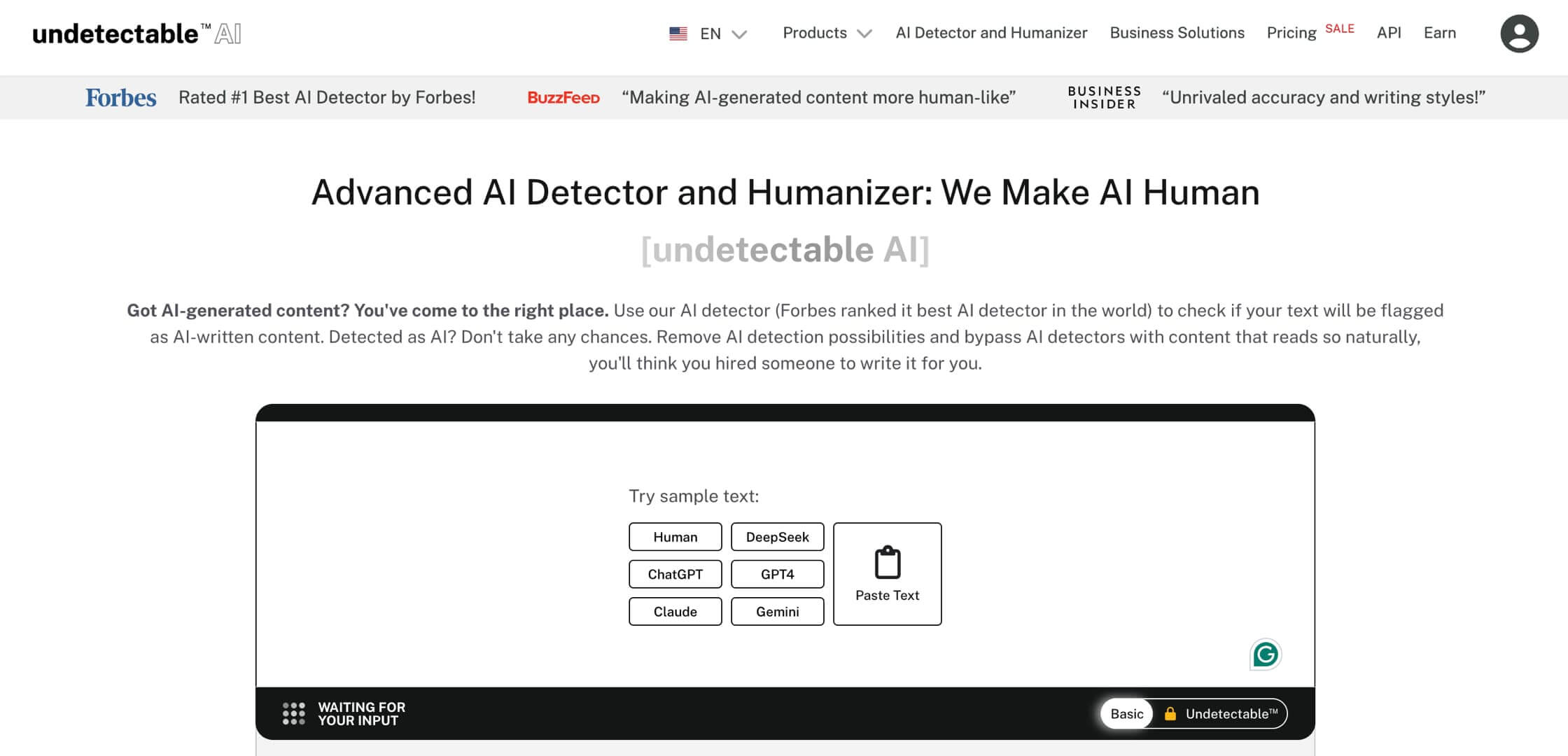 undetectable ai page